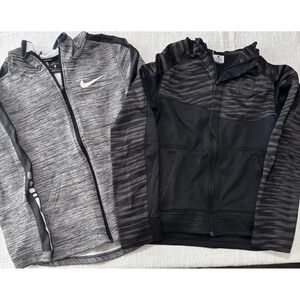 Lot Of 2 Boys XL Full Zip Up Nike Elite ThermaFit Light SweatShirts Hoodie
